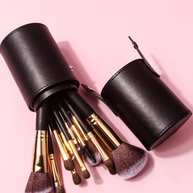 15 pieces Professional Vegan Wood Handle Makeup Brushes Set with storage bucket