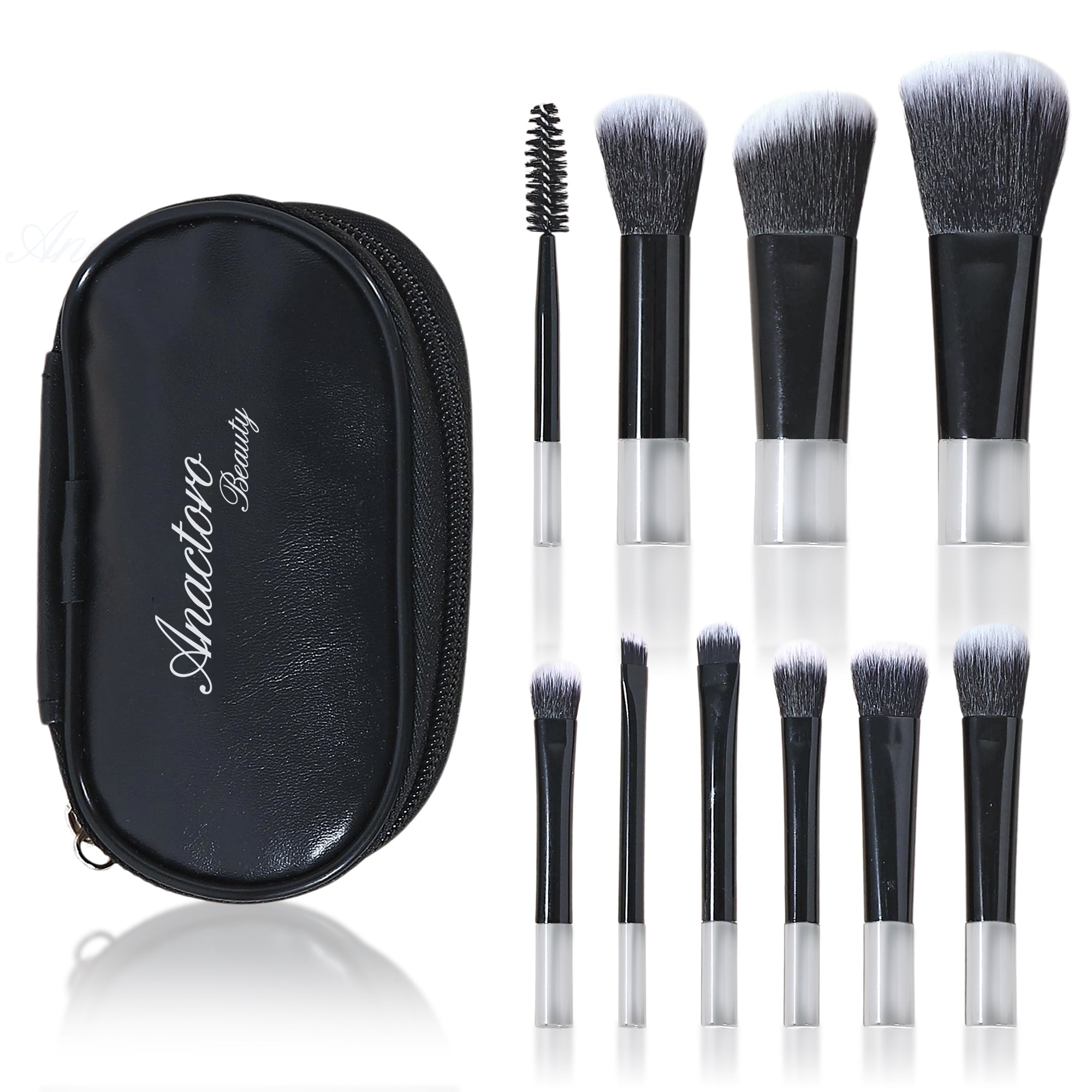 Travel Makeup Brushes Set, Portable 10 Mini Brushes - Foundation, Blush, Eyeshadow, Eyeline, Powder, Small Purse size!