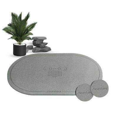 Absorbent Diatomite Stone Bathmat, Shower Mat for Bathroom & Kitchen, Non Slip Fast Dry Mat 23.6''x15.3''