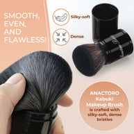 Retractable Kabuki Makeup Brush, Soft High-Density Bristles for Blush, Bronzer, Buffing, Highlighter Flawless Face Powder