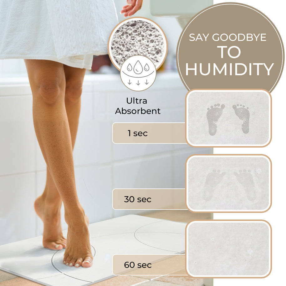 Absorbent Diatomite Stone Bathmat, Shower Mat for Bathroom & Kitchen, Non Slip Fast Dry Mat 23.6''x15.3''