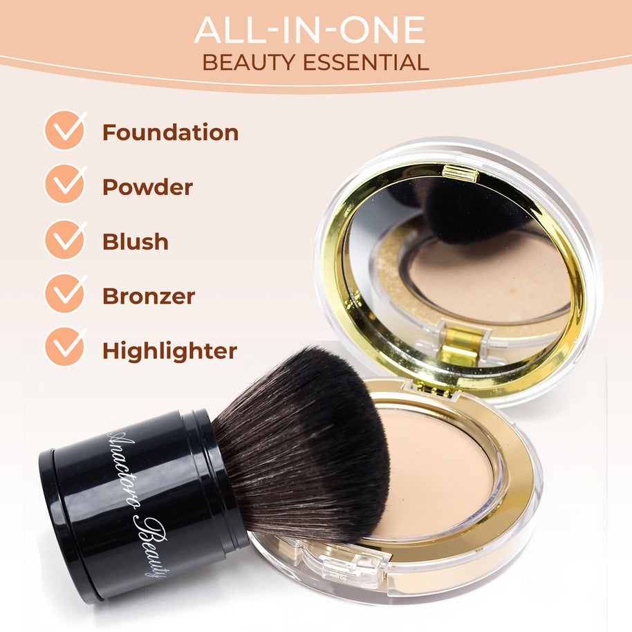 Retractable Kabuki Makeup Brush, Soft High-Density Bristles for Blush, Bronzer, Buffing, Highlighter Flawless Face Powder