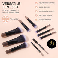 Travel Makeup Brushes Set, Portable 10 Mini Brushes - Foundation, Blush, Eyeshadow, Eyeline, Powder, Small Purse size!