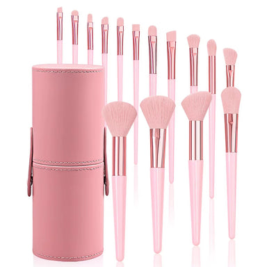 15 pieces Pink Makeup Brushes Set With Storage Bucket Soft Bristle For Foundation Blush Eyeshadow Daily Travel Makeup