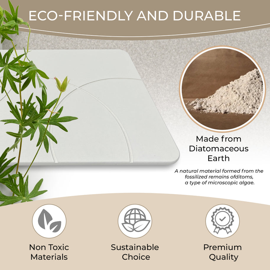 Absorbent Diatomite Stone Bathmat, Shower Mat for Bathroom & Kitchen, Non Slip Fast Dry Mat 23.6''x15.3''