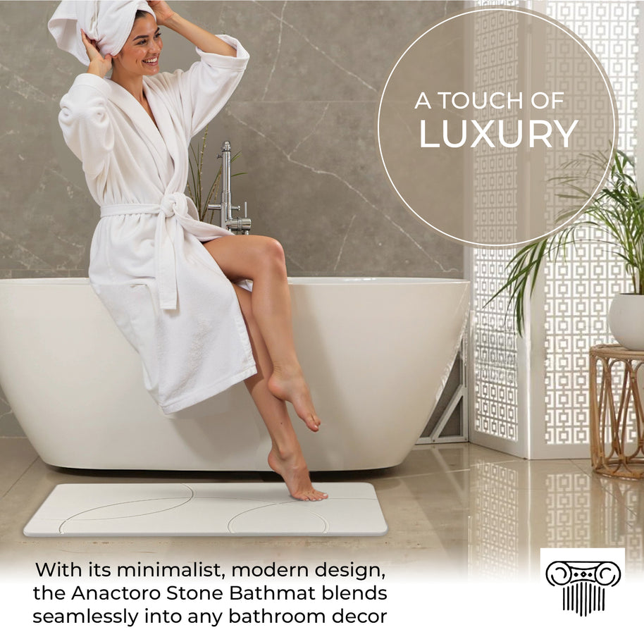 Absorbent Diatomite Stone Bathmat, Shower Mat for Bathroom & Kitchen, Non Slip Fast Dry Mat 23.6''x15.3''