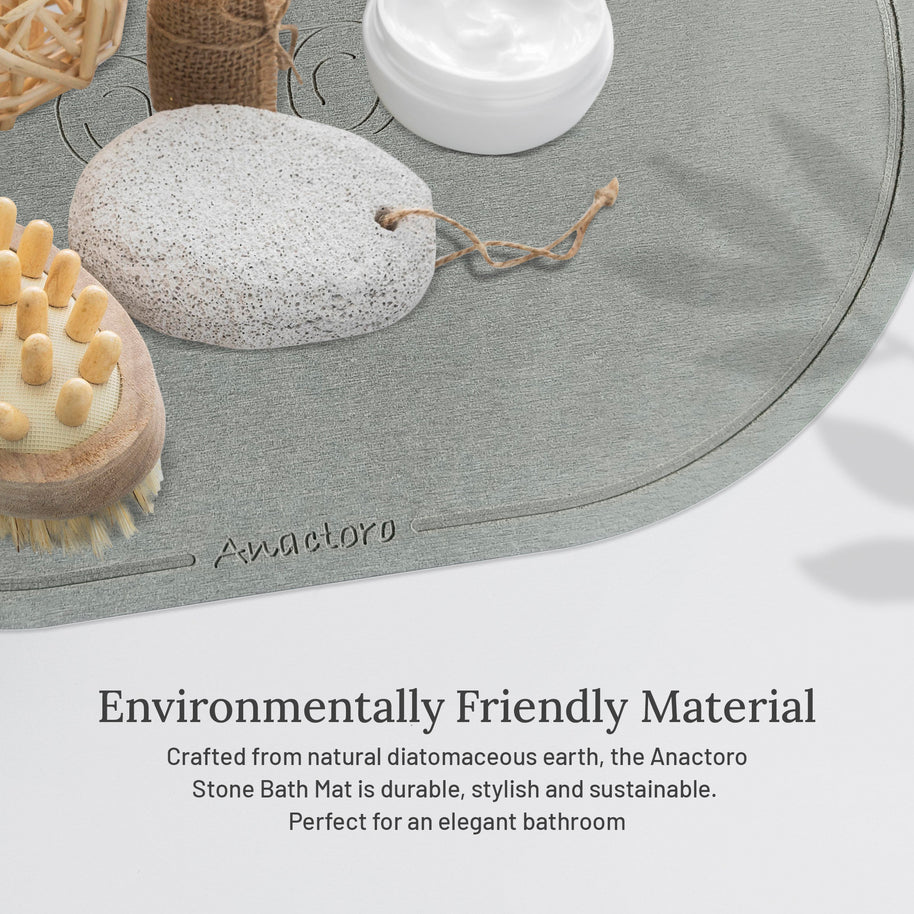 Absorbent Diatomite Stone Bathmat, Shower Mat for Bathroom & Kitchen, Non Slip Fast Dry Mat 23.6''x15.3''