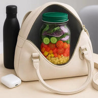 1-piece salad box with side opening, practical lunch box with herb compartment, suitable for office and travel
