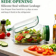 1-piece salad box with side opening, practical lunch box with herb compartment, suitable for office and travel