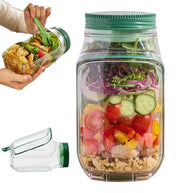 1-piece salad box with side opening, practical lunch box with herb compartment, suitable for office and travel