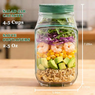1-piece salad box with side opening, practical lunch box with herb compartment, suitable for office and travel