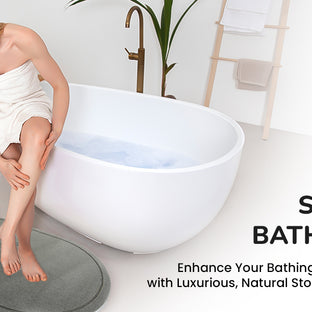 Absorbent Diatomite Stone Bathmat, Shower Mat for Bathroom & Kitchen, Non Slip Fast Dry Mat 23.6''x15.3''