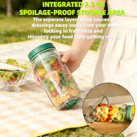 1-piece salad box with side opening, practical lunch box with herb compartment, suitable for office and travel
