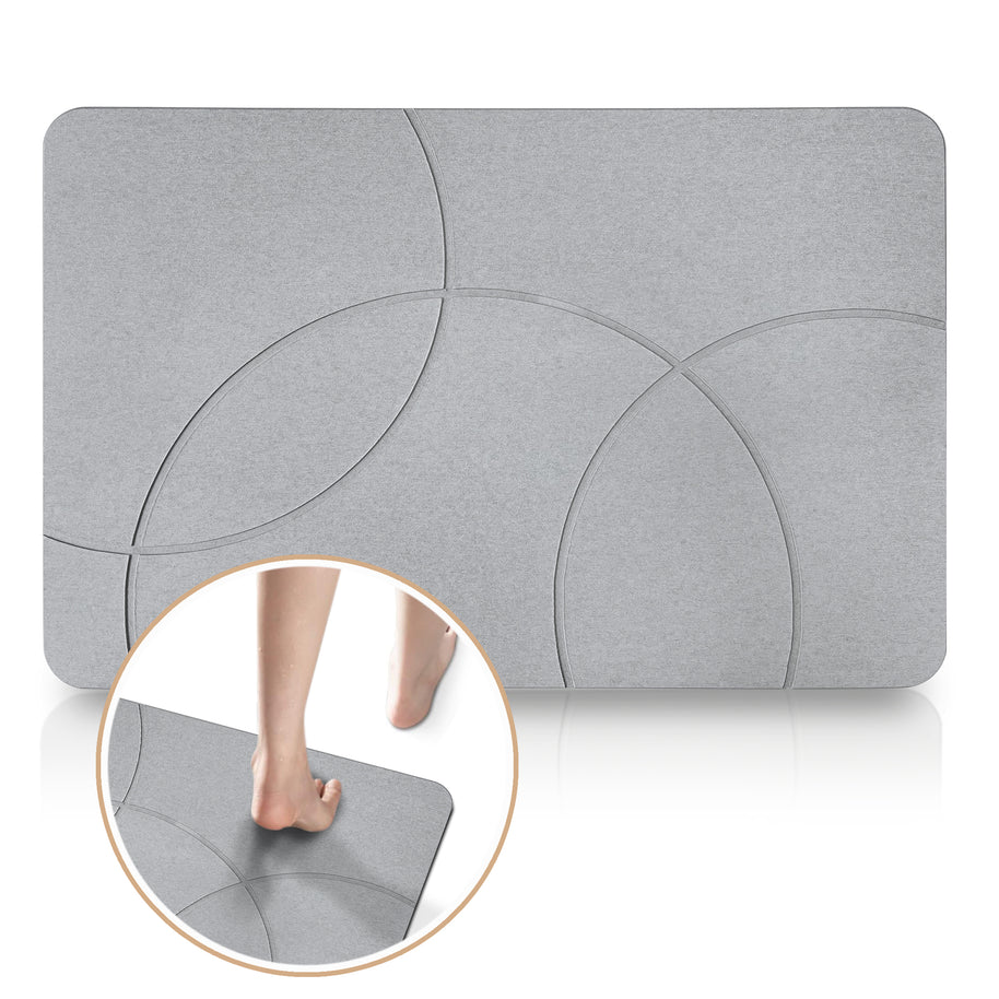Absorbent Diatomite Stone Bathmat, Shower Mat for Bathroom & Kitchen, Non Slip Fast Dry Mat 23.6''x15.3''