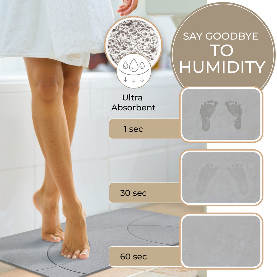 Absorbent Diatomite Stone Bathmat, Shower Mat for Bathroom & Kitchen, Non Slip Fast Dry Mat 23.6''x15.3''