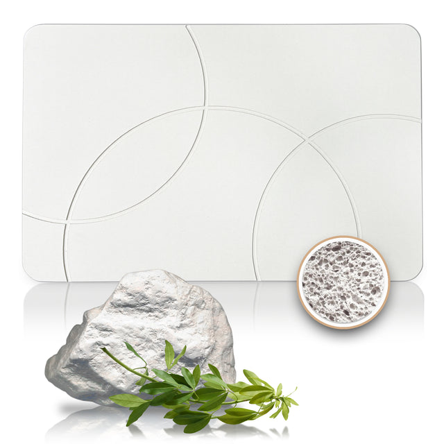 Absorbent Diatomite Stone Bathmat, Shower Mat for Bathroom & Kitchen, Non Slip Fast Dry Mat 23.6''x15.3''