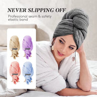 Microfiber Hair Towel Extra Large Wrap Fast-drying hair towel wrap with elastic band, ultra-absorbent soft hair towel wrap Turban