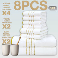 8pcs Luxury Hotel High Quality Cotton Bath Towel Set, Including Soft Absorbent Quick-Drying Set, Suitable for Bathroom.