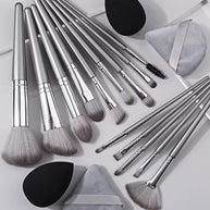 14 pieces Makeup Brush Set Portable Soft Makeup Tool & 2 pieces Wet Wet Dual Use Makeup Egg & 2 pieces Triangle Sponge Makeup Powder Puff