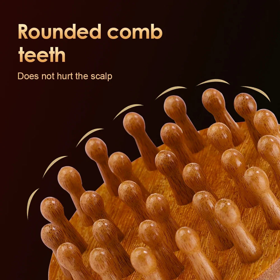 Sandalwood Massage Comb Finger Ring Comb Head Meridian Comb Scalp Massager Anti-Static Wooden Brush Guasha Tool for Full Body