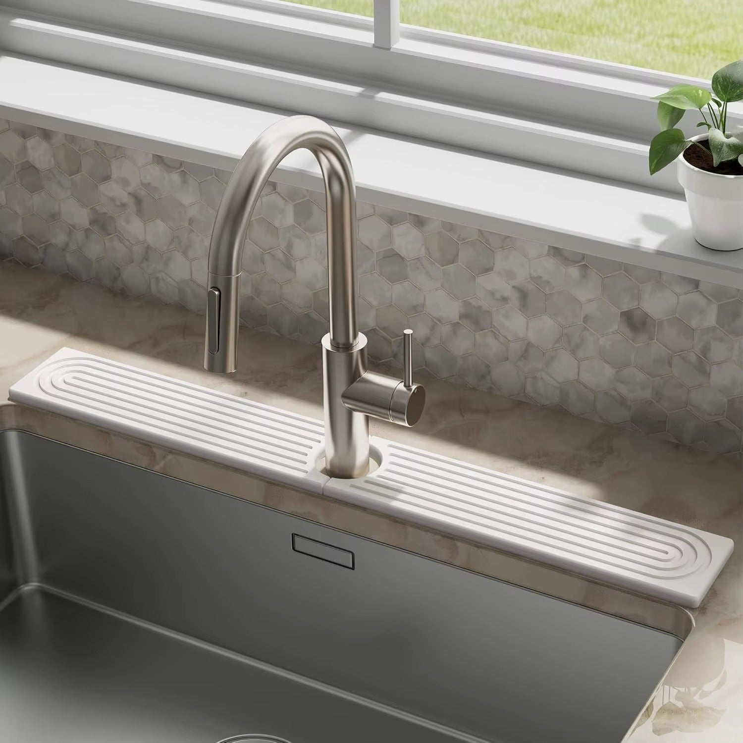 Faucet Mats for Kitchen Sink Water Absorbent Stone Sink Tray Fast Drying Sink Faucet Diatomite Mats for Bathroom Counter