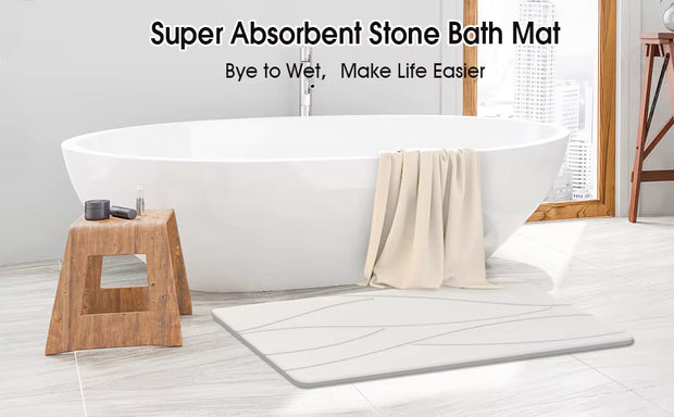 Stone Bath Mat Diatomaceous Earth Shower Mat Non-Slip Super Absorbent Diatomite Stone Bath Mats for Bathroom Floor Quick Drying