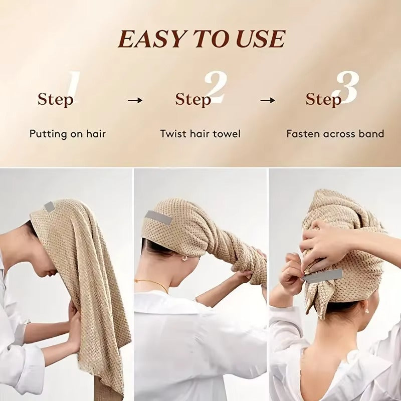 Microfiber Hair Towel Extra Large Wrap Fast-drying hair towel wrap with elastic band, ultra-absorbent soft hair towel wrap Turban