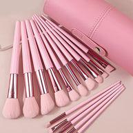 15 pieces Pink Makeup Brushes Set With Storage Bucket Soft Bristle For Foundation Blush Eyeshadow Daily Travel Makeup