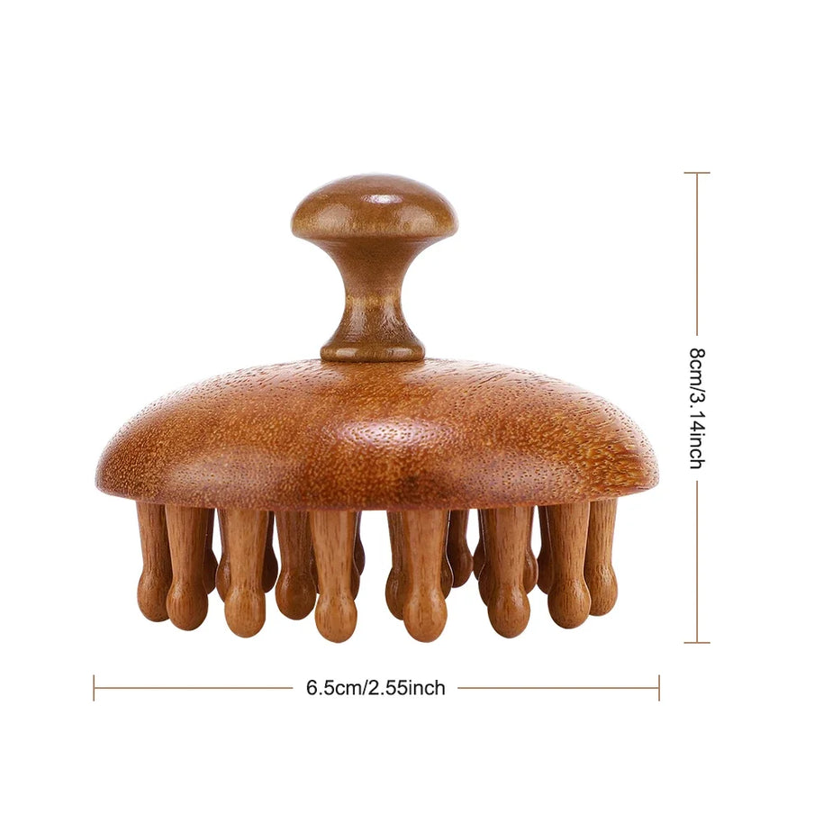 Sandalwood Massage Comb Finger Ring Comb Head Meridian Comb Scalp Massager Anti-Static Wooden Brush Guasha Tool for Full Body
