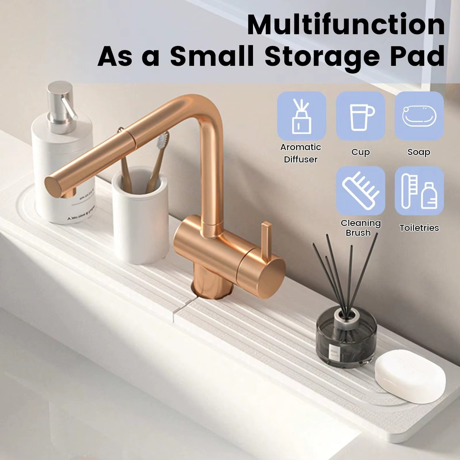 Super Absorbent Fast Drying Faucet Mat Diatom Mud Reusable Faucet Drain Pad Non-Slip Moisture-proof Counter Protector