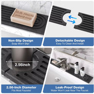 Faucet Mats for Kitchen Sink Water Absorbent Stone Sink Tray Fast Drying Sink Faucet Diatomite Mats for Bathroom Counter