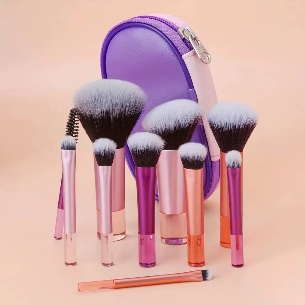 Travel Makeup Brushes Set - 10 Mini Brushes