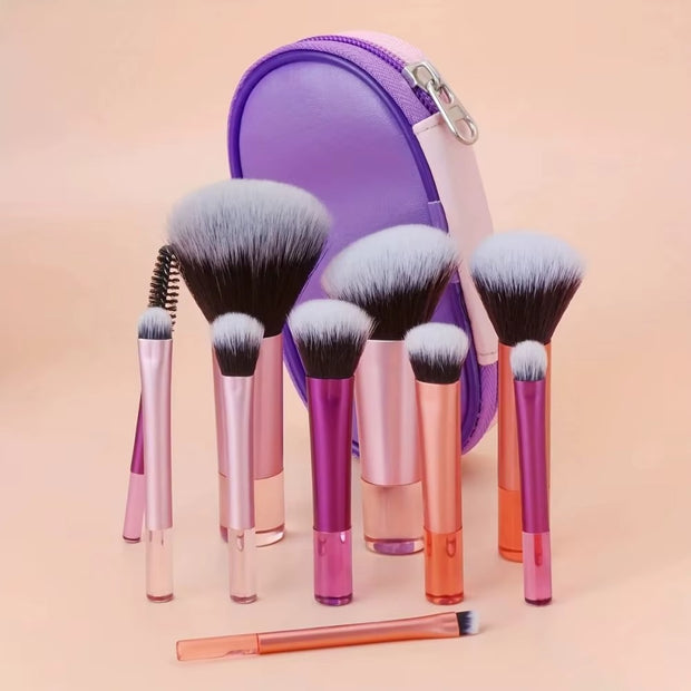 Travel Makeup Brushes Set - 10 Mini Brushes