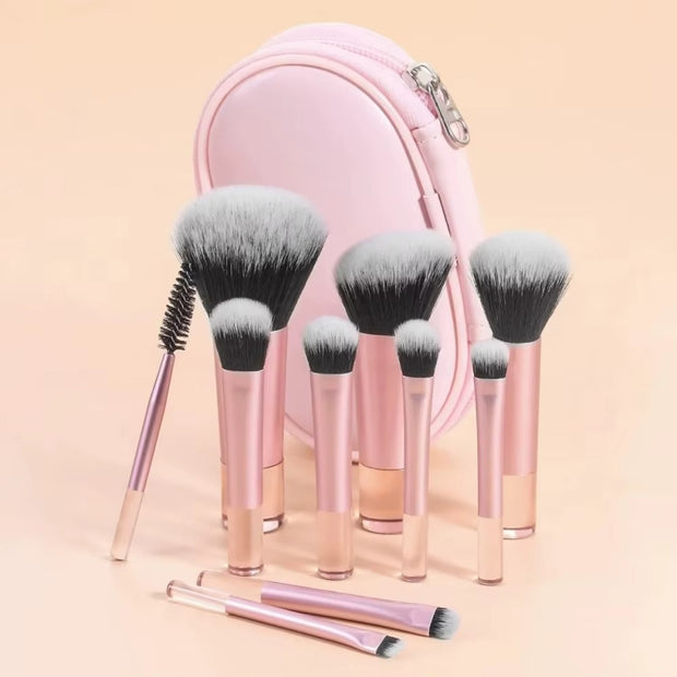 Travel Makeup Brushes Set - 10 Mini Brushes