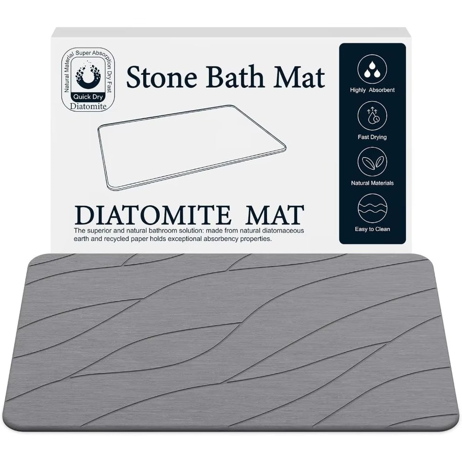 Quick Drying Stone Bath Mat, Diatomaceous Bathroom Mats Non Slip Stone, Quick Dry Diatomaceous Earth Bath Mat Super Absorbent