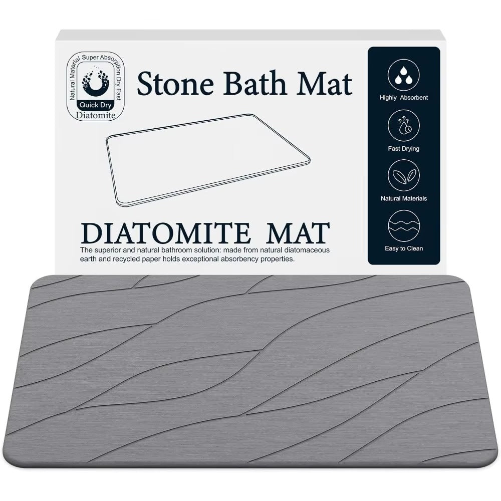 Quick Drying Stone Bath Mat, Diatomaceous Bathroom Mats Non Slip Stone, Quick Dry Diatomaceous Earth Bath Mat Super Absorbent