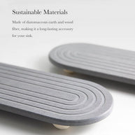 Oval Carved Diatom Mud Absorbent Stone Table Mat, Beautiful And Simple,Suitable for Bathroom Countertops,Kitchen Countertops