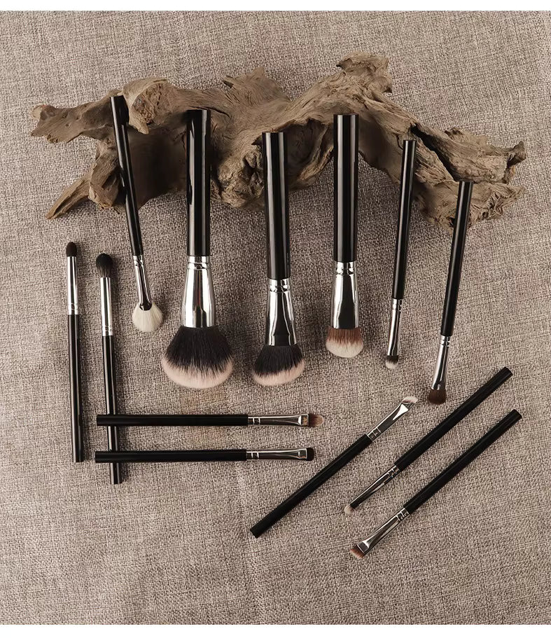 13-Piece Vegan Makeup Brush Set Hypoallergenic Soft Synthetic Brushes for Eye Contouring & Full Face,Professional Cosmetic Tools