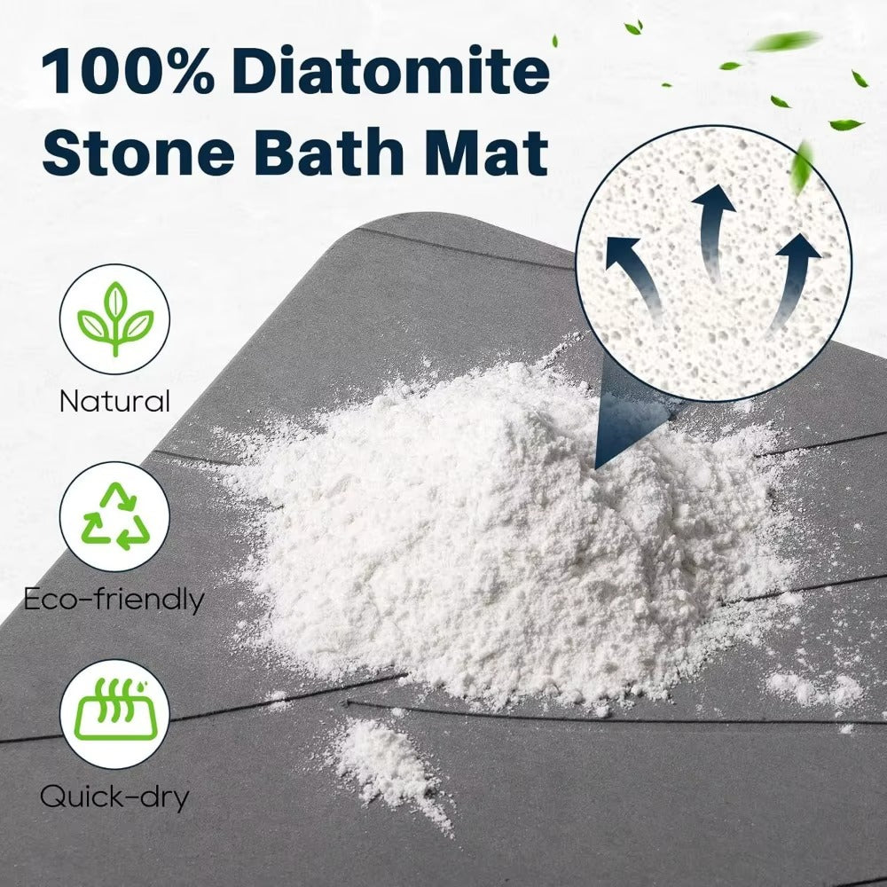 Quick Drying Stone Bath Mat, Diatomaceous Bathroom Mats Non Slip Stone, Quick Dry Diatomaceous Earth Bath Mat Super Absorbent