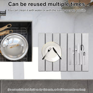 Kitchen Drying Mat Foldable Stone Dish Absorbent Drying Mat Nonslip Drying Pad Coffee Dish Drainer Mat Stone Kitchen Accessories