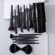 14 pieces of high-quality multi-purpose facial makeup brushes +2 soft triangular powder puffs +1 portable storage bucket
