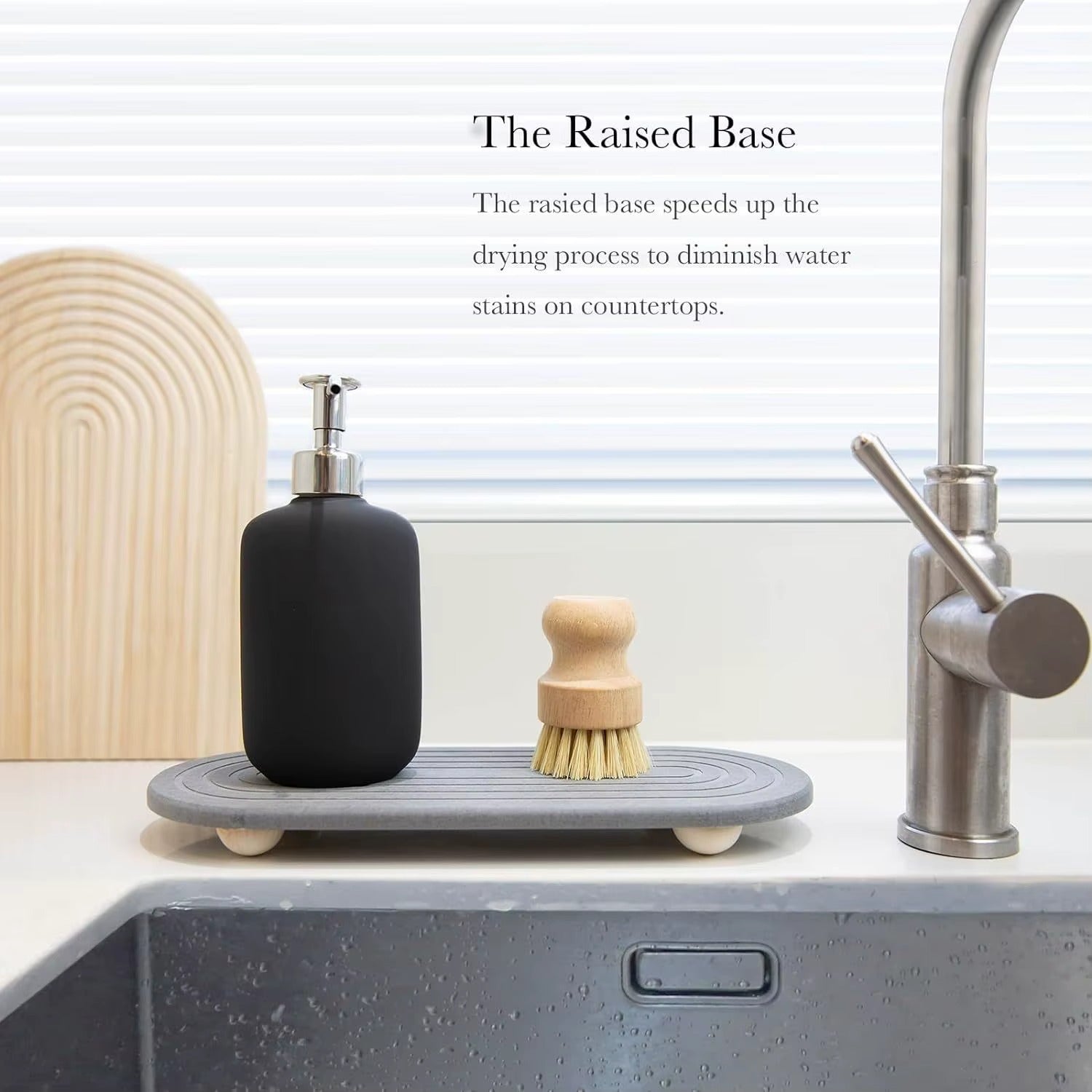 Oval Carved Diatom Mud Absorbent Stone Table Mat, Beautiful And Simple,Suitable for Bathroom Countertops,Kitchen Countertops