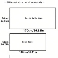 White Polyester Bath Towel with Gold Stripe Design, Soft Absorbent Quick-Dry, 70x140cm & 34x75cm