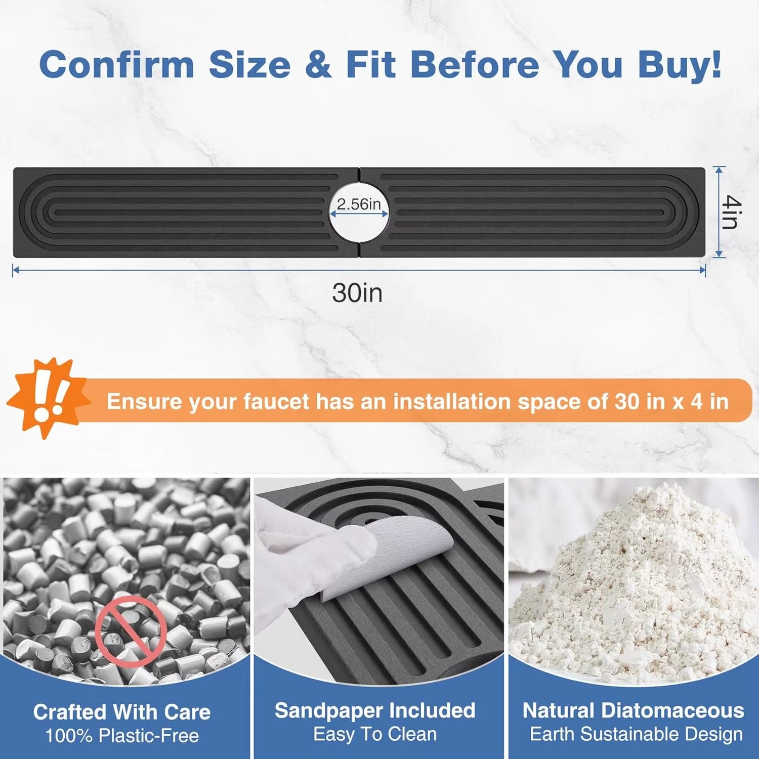 Faucet Mats for Kitchen Sink Water Absorbent Stone Sink Tray Fast Drying Sink Faucet Diatomite Mats for Bathroom Counter