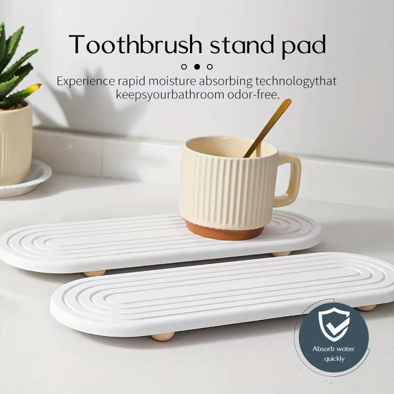 Oval Carved Diatom Mud Absorbent Stone Table Mat, Beautiful And Simple,Suitable for Bathroom Countertops,Kitchen Countertops