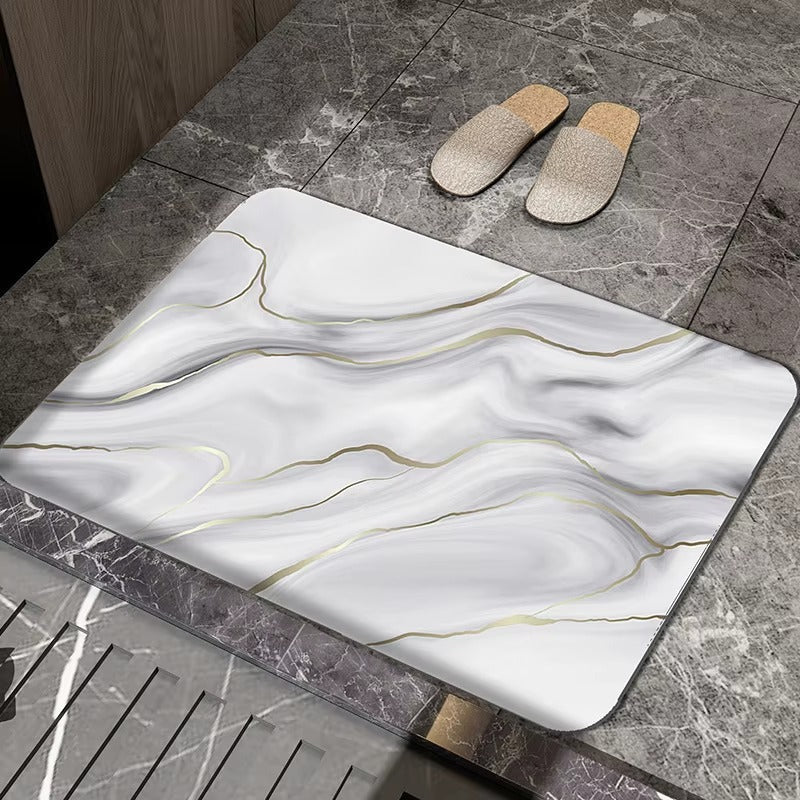 Diatomite Carpet Home Decor Bathroom Porch Imitation Marble Texture Absorbent, Non-Slip And Dirt-Resistant, Easy To Clean