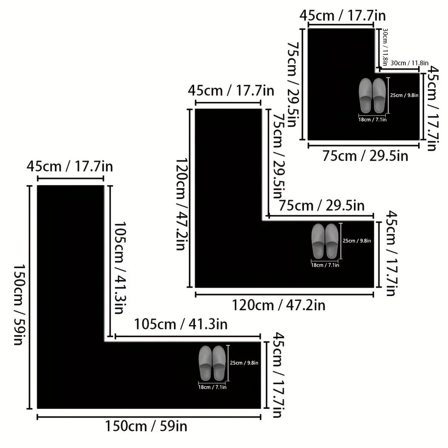 Diatomaceous earth kitchen mat L-shaped non-slip mat shower room doormat absorbent mat household doormat