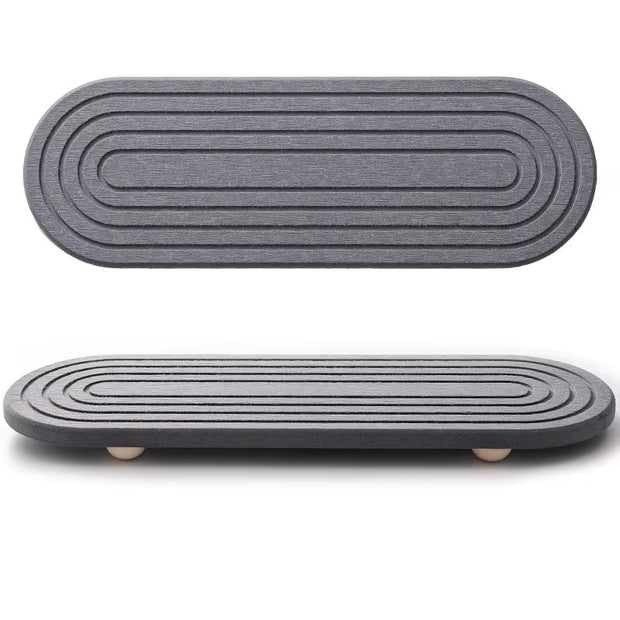 Oval Carved Diatom Mud Absorbent Stone Table Mat, Beautiful And Simple,Suitable for Bathroom Countertops,Kitchen Countertops
