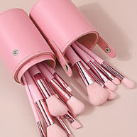 15 pieces Pink Makeup Brushes Set With Storage Bucket Soft Bristle For Foundation Blush Eyeshadow Daily Travel Makeup