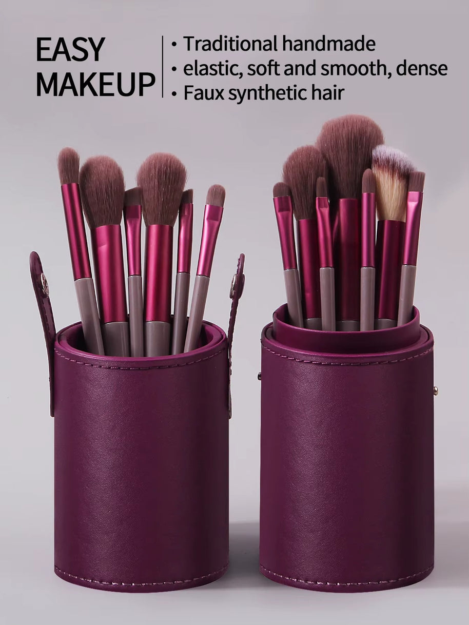 13 pieces of Professional Makeup Brushes Set Soft Fluffy Foundation Eyeshadow Concealer Blending Blush Brush Kabuki and bucket storage